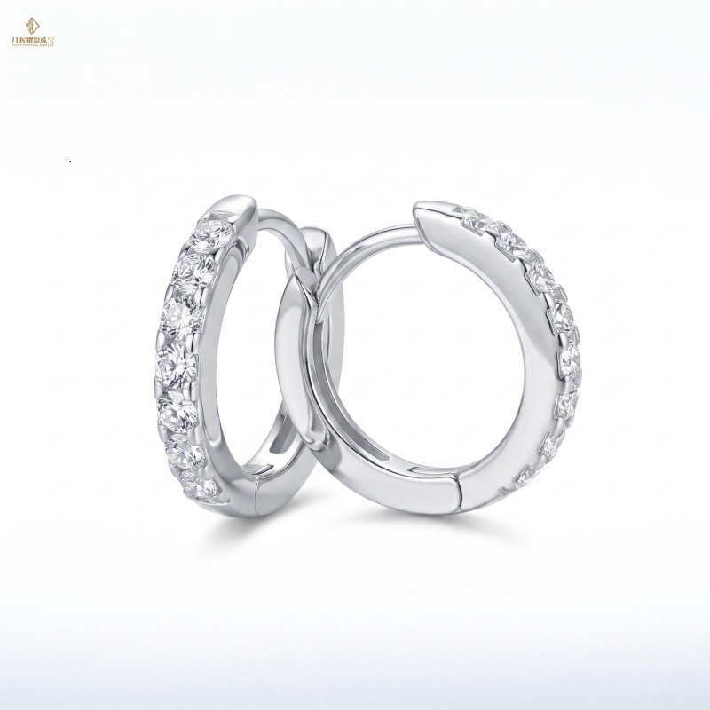 925 Sterling Silver Jewelry 1.8mm D Color VVS1 Women Hoop Earrings for Gift Wholesale GRA Certified Moissanite