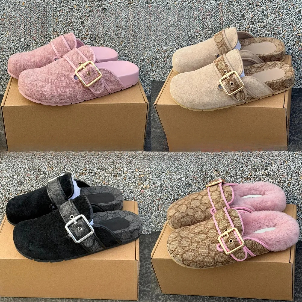 Designer shoes Slippers Archival Buckle Clog Loafers Women shoes Fur Suede Fall Summer Beach Flats Sandals Kitten Heels C Leather Platform Slide Cas