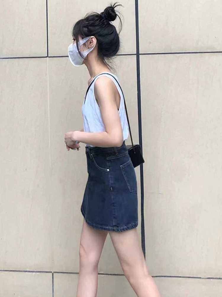 plus Skirts American Size Retro Denim Skirt Women's Spring 2026 New Anti-Light Slimming A-Line High Waist Pants Skirt W261017