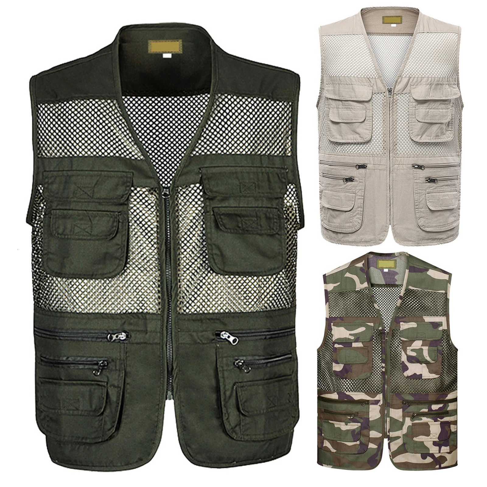Summer Breathable Men's Fishing Vests Vests Travel Mesh Vest With Zipper Pockets Work Vest For Outdoor Activities Fishing Men's VestW26101
