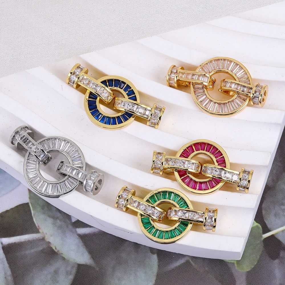 Cubic Juya Handmade Cuff Links Zirconia Material 18K Real Gold Plated Creative Decoration Fastener Lock Closure Clasps Accessories SuppliesW261017
