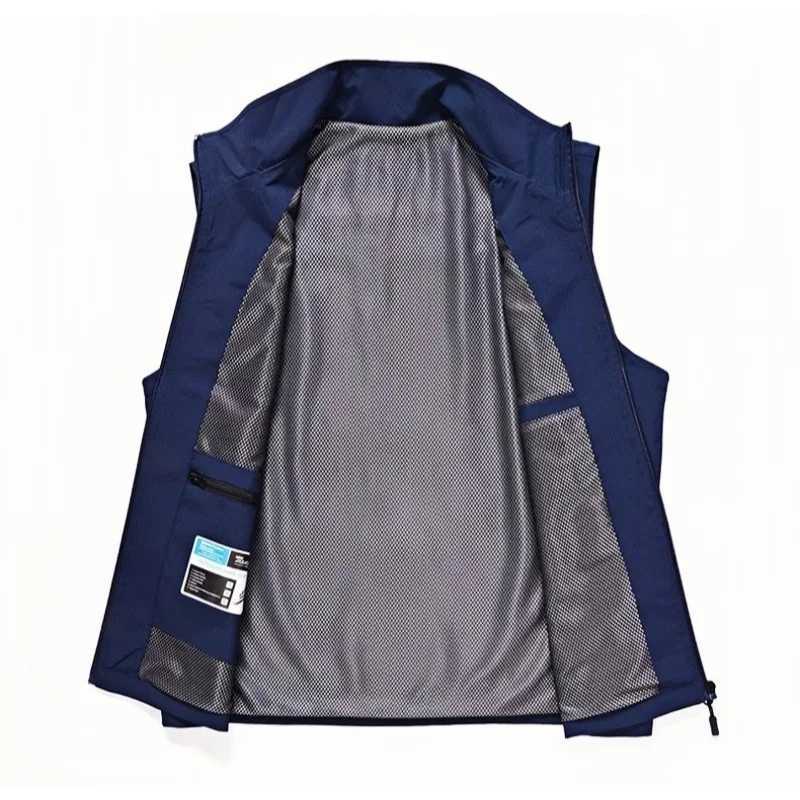 Summer 2025 Men's Men Vests Outdoor Waterproof Quick Drying Cargo 5XL Vests Male Thin Mesh Breathable Waistcoats Climbing Sleeveless JacketsW26