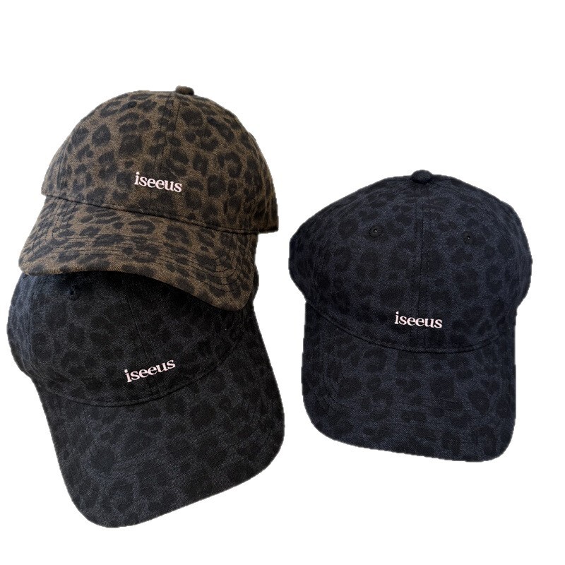 Trendy letterembroidered softtop widebrim hat slimming baseball women fashionable leopard print duckbill cap men suitable for spring and autumn
