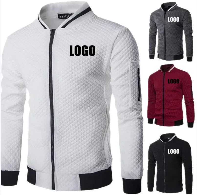 High Men's Jackets Neck Plush Jacket with Grid Zipper Free Custom Men's Casual Baseball Suitable for Street FashionW261017