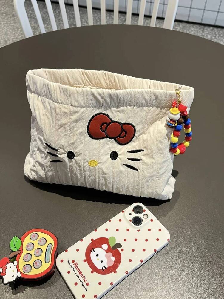 Cosmetic Bag New beauty pouch Original Embroidered Kitty Storage Large Capacity Makeup Bag Instagram Worthy Textured Clutch Toiletry Pouch Makeup T1