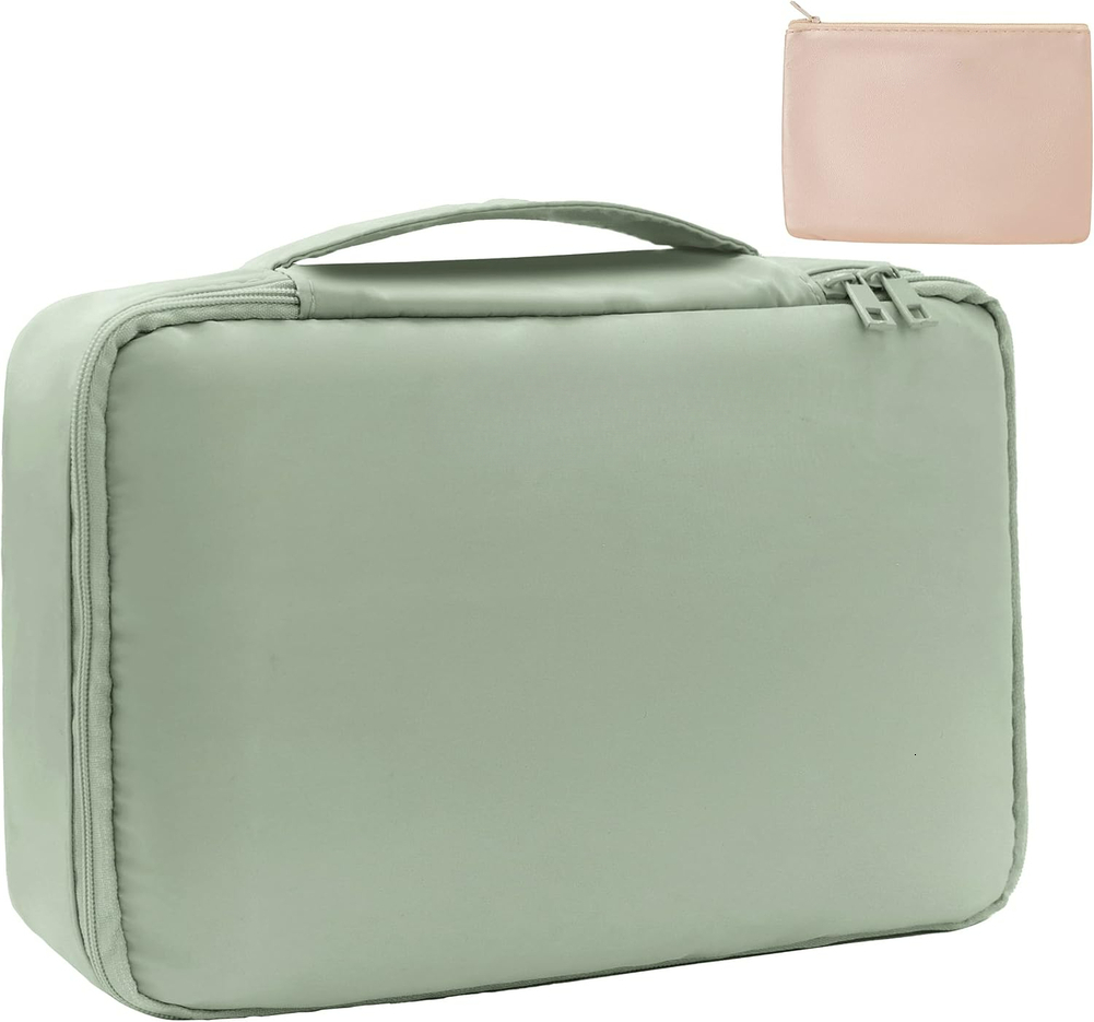 2026 Travel Cosmetic Toiletry Bag Women & Men, Green | Lightweight Makeup Bag, Large Capacity, Inner Waterproof Lining, Portable For Travel, Busines