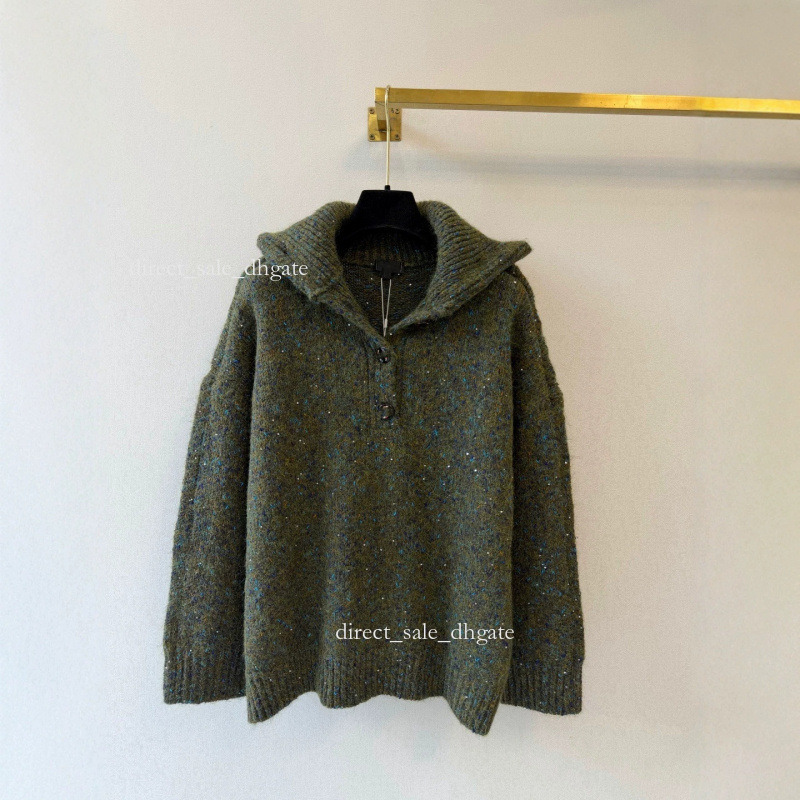 Designer 26 Early Autumn New Collection Color-Block Sequin Lapel Knit Long Sleeve 3e1a