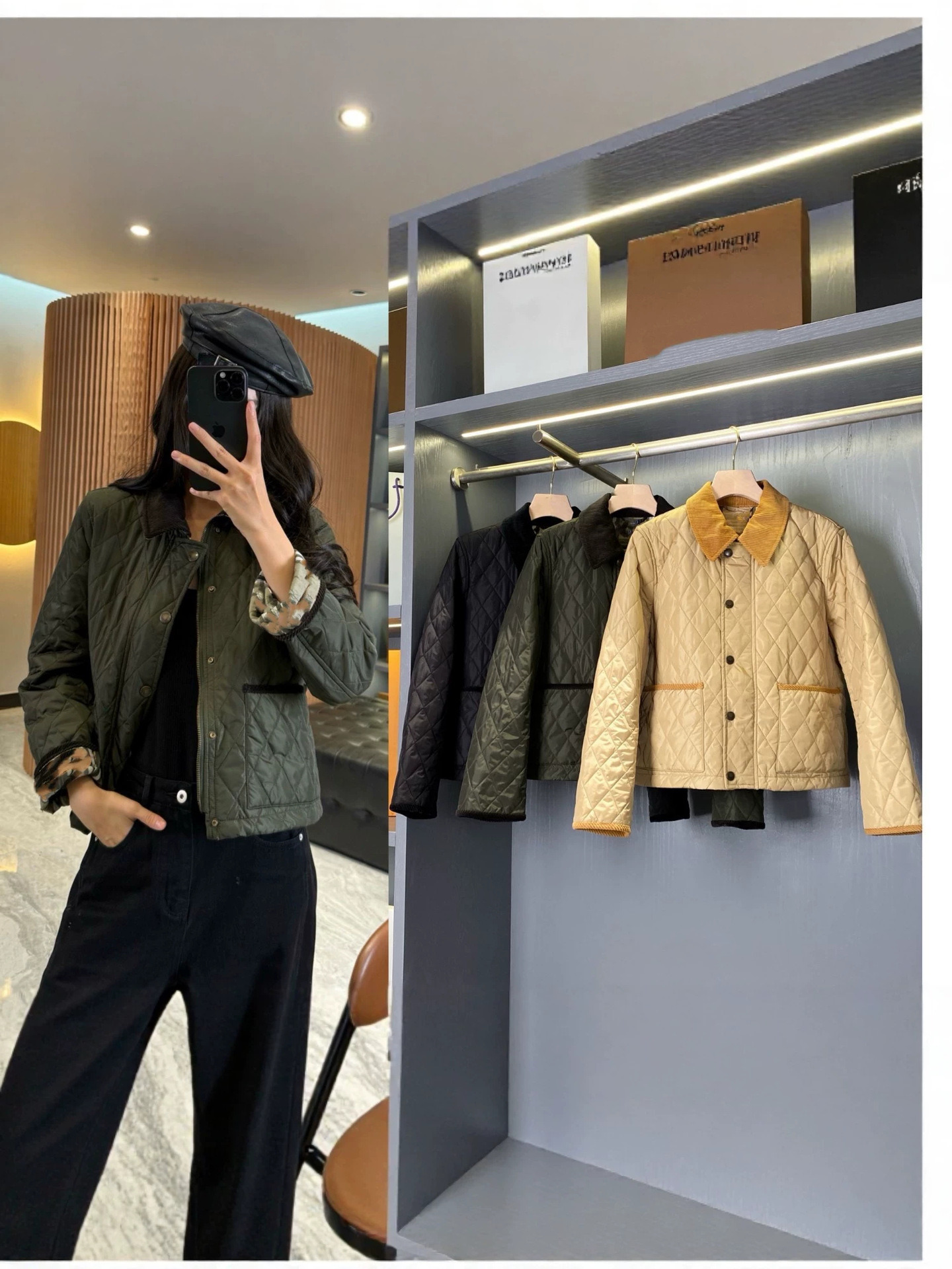Wholesale autumn and winter classic BBR Designer women cotton jacket iamond quilted corduroy lapel short jacket, British style women's warm cot
