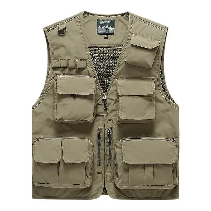 Waistcoats Men's Outdoor Vests Men Climbing Vests Jackets Multi-pocket Fishing Photography Vests Men Mesh Breathable Vests Coats Size 6XLW26101