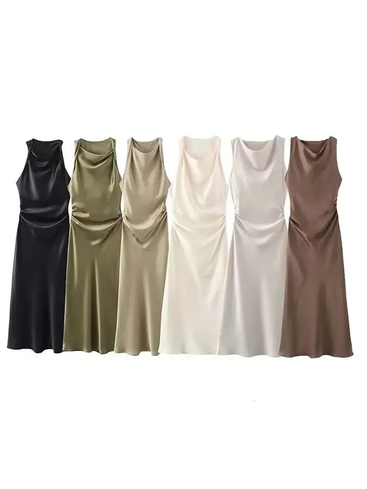 Urban Sexy Dress Satin Long For Women Summer Slip Midi Woman Sexy Evening Party Dress Sleeveless Female Elegant bodycon Dresses Women 1a1