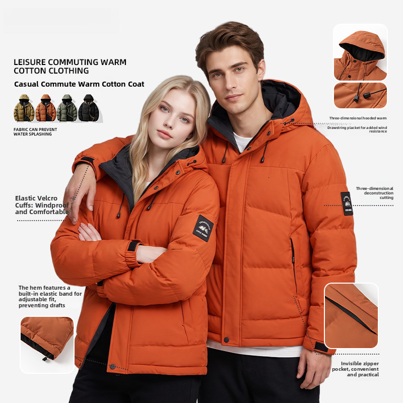 Designer Cotton Jacket Luxury Men's Winter Basic Hoodie Youth Outdoor Trend Brand Thick Cold Proof Down Jacket Loose Casual Zipper Sports Coat