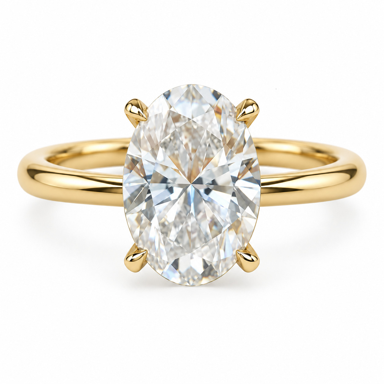 2CT 3CT 4CT 5CT Oval Cut Lab Grown Diamond Engagement Ring 10K 14K 18K Solid Gold VS1 VVS IGI 4 Prong Solitaire