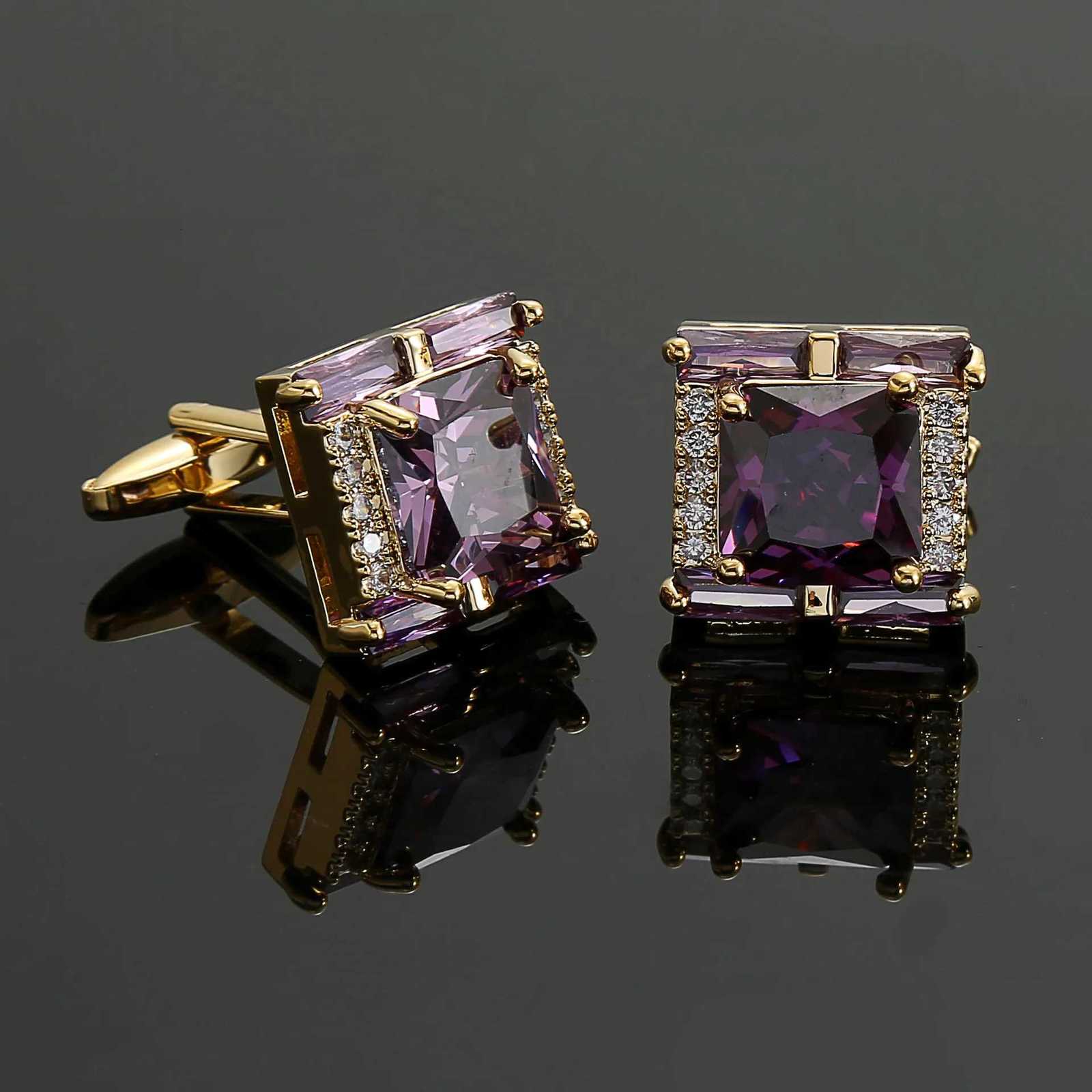 Square Men's Cuff Crystal Links Sleeve Button Light Luxury French Shirts Suits Cufflinks Business Banquets Dances Weddings High-end JewelryW261