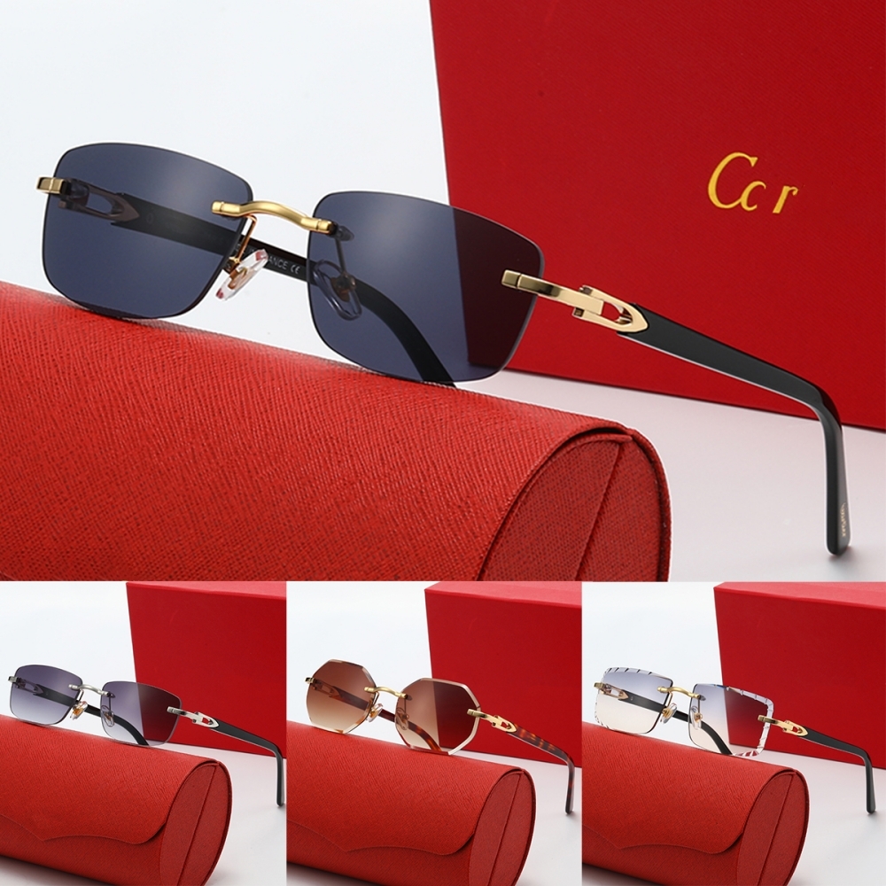 designer men sunglasses for women rimless rectangular glasses Unisex gold metal Buffalo Horn Glasses mens UV400 protection coating eyewear Eyeglasse