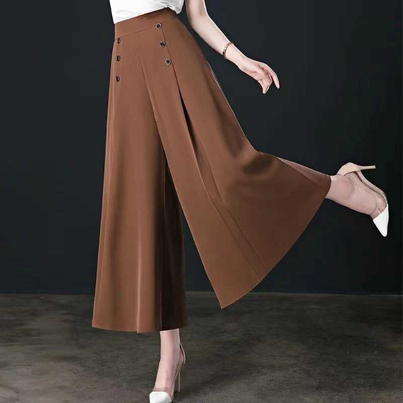Leggings Women's Pants Capris Women's High Waist Wide Leg Pants Women's plus Size Spring Autumn Loose Slimming Nine Points Skirt Pant