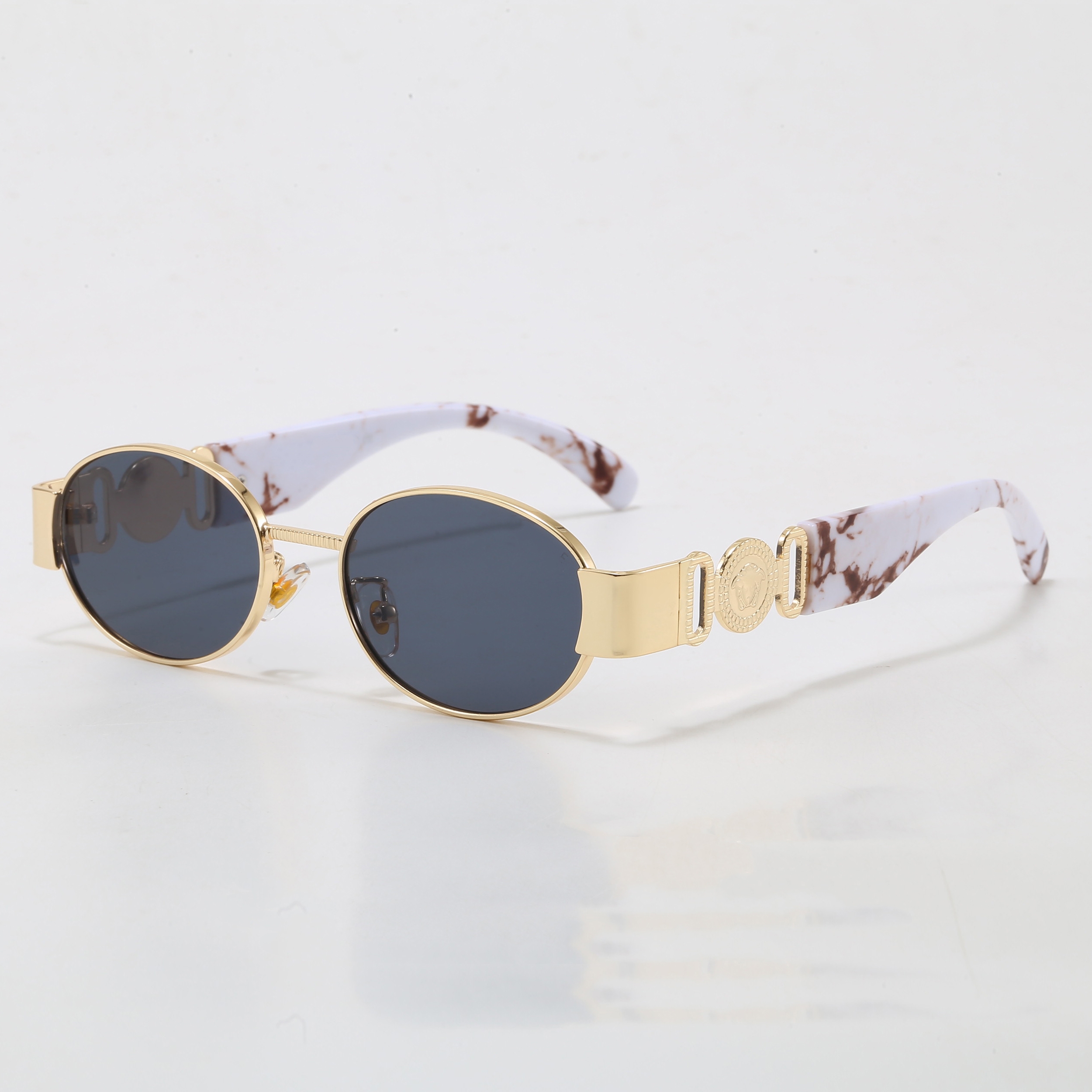 2026Classic Design Brand Round Sunglasses UV400 Eyewear Metal Gold Frame Glasses Men Women Mirror glass Lens Sunglass with box