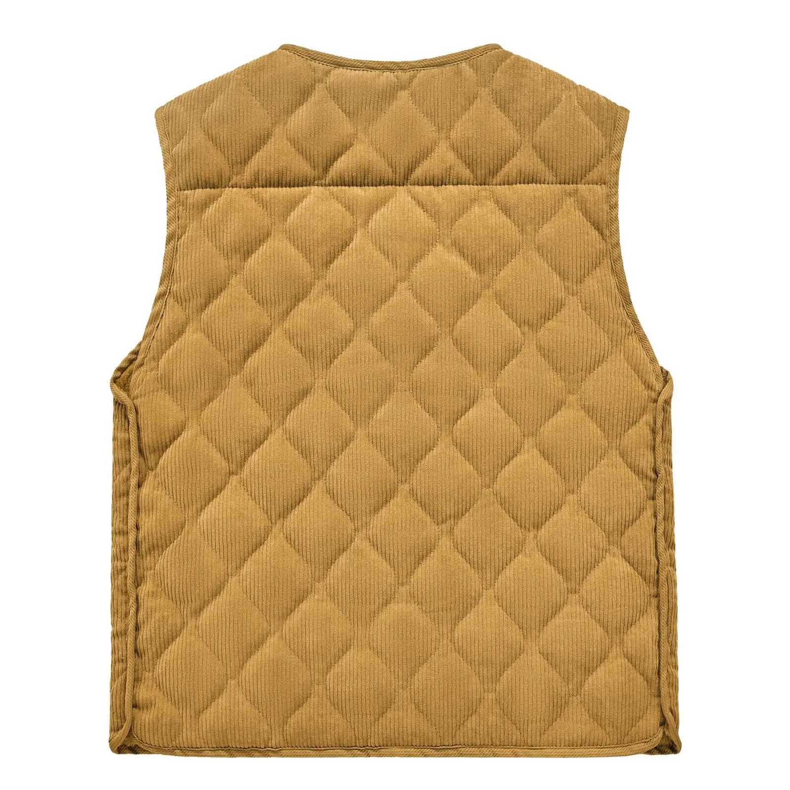 Winter Men's Vests 2025 Autumn Padded Warm Vest Men's Check Shoulder Undershirt Workwear Corduroy V-neck Jackets Men ClothingW261017
