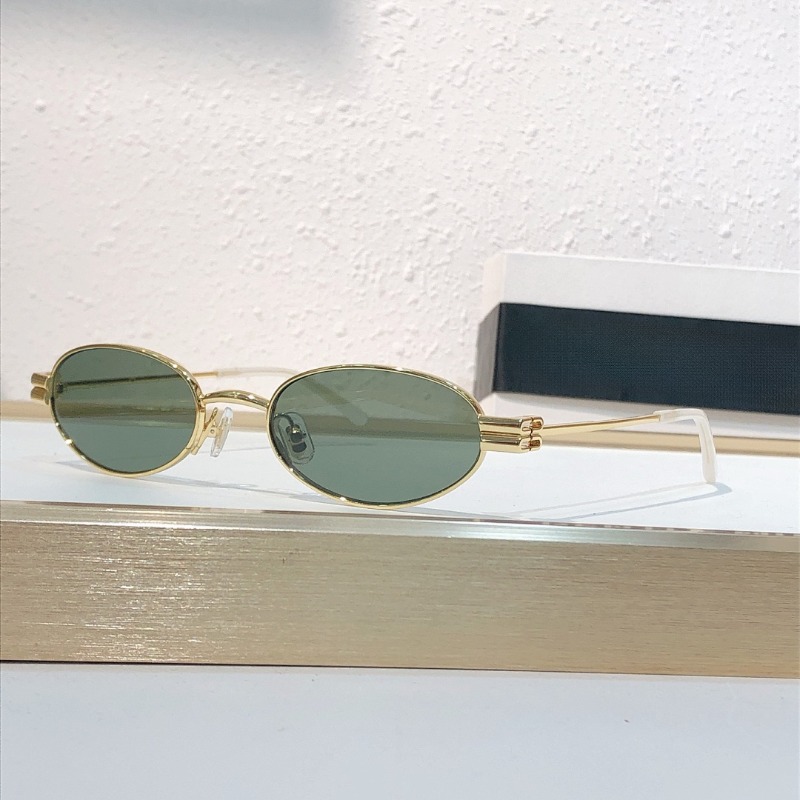 Luxury Designer GM LOLOS Vintage Shade Small Oval Metal Sunglasses, Gold Thin Metal Sun Frame with Green Lens, Retro Y2K Sun Glasses Frame, Fashion