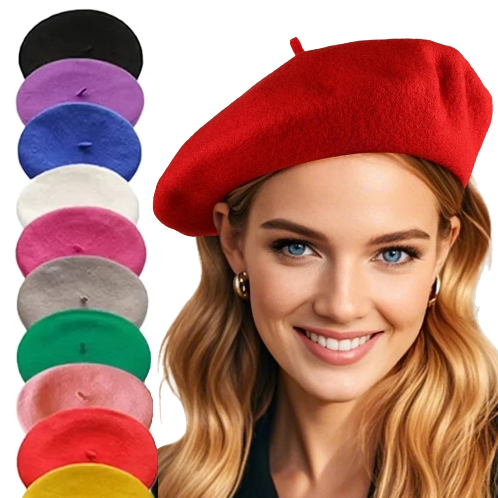 Wool Beret Hats for Women Man Solid Color Classic Beanie Winter Cap Painter Berets261016