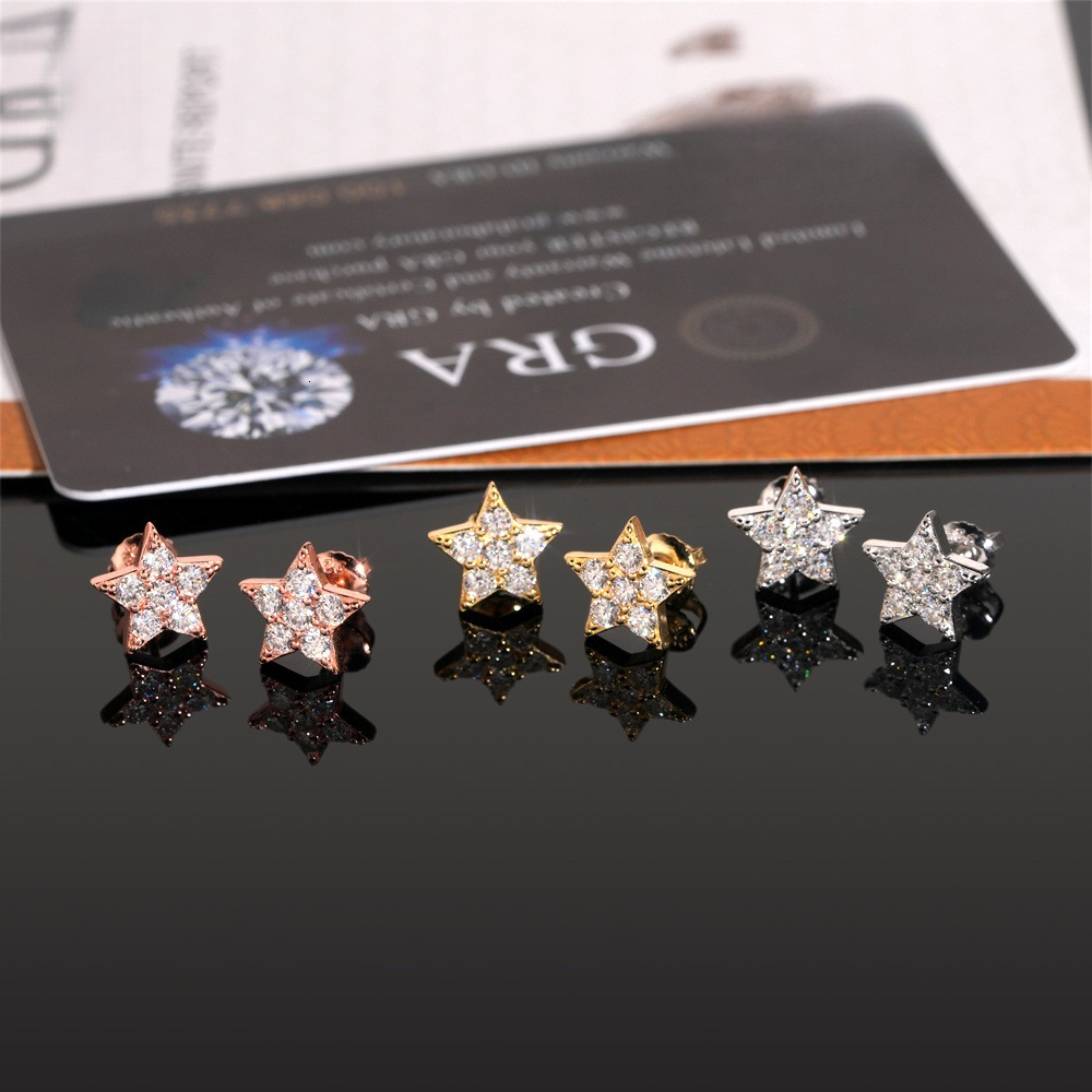 bestseller in stock: S925 silver studded with 10mm moissanite, high-end star earrings that effortlessly elevate your style