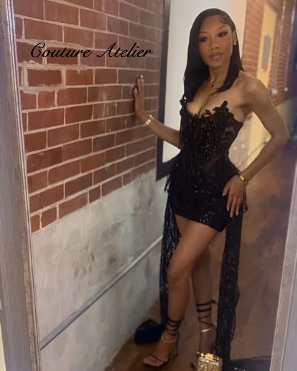 Black Crystal Beaded Homecoming Prom Dress Mermaid Mini Cocktail Valentine's Day Birthday Dress y 2026 Blackgirl Customized 261013