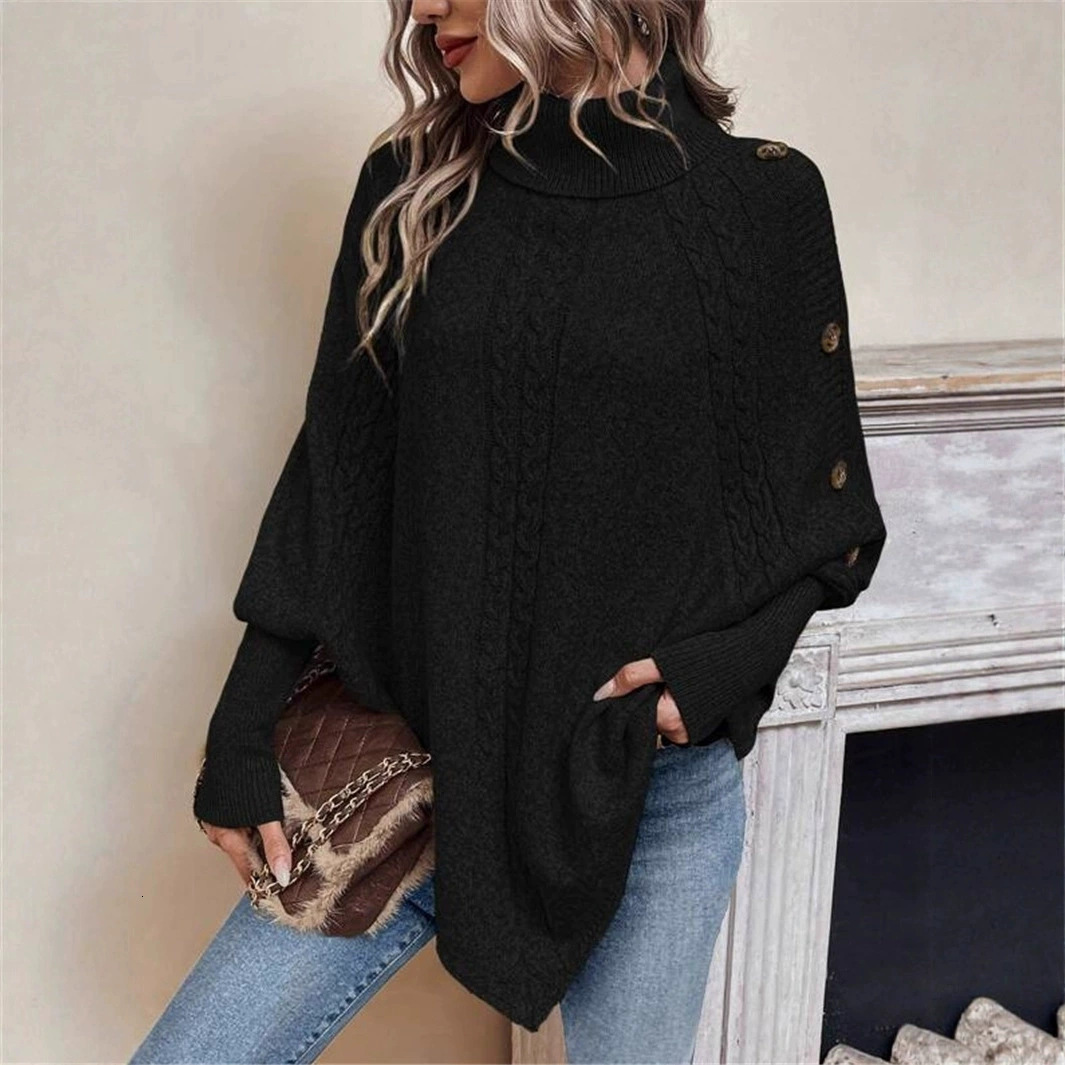 2026 Autumn/winter New Product Series Button Bat Sleeve Sweater European And American Style Fashion Casual Versatile Women's Round Neck Knitted