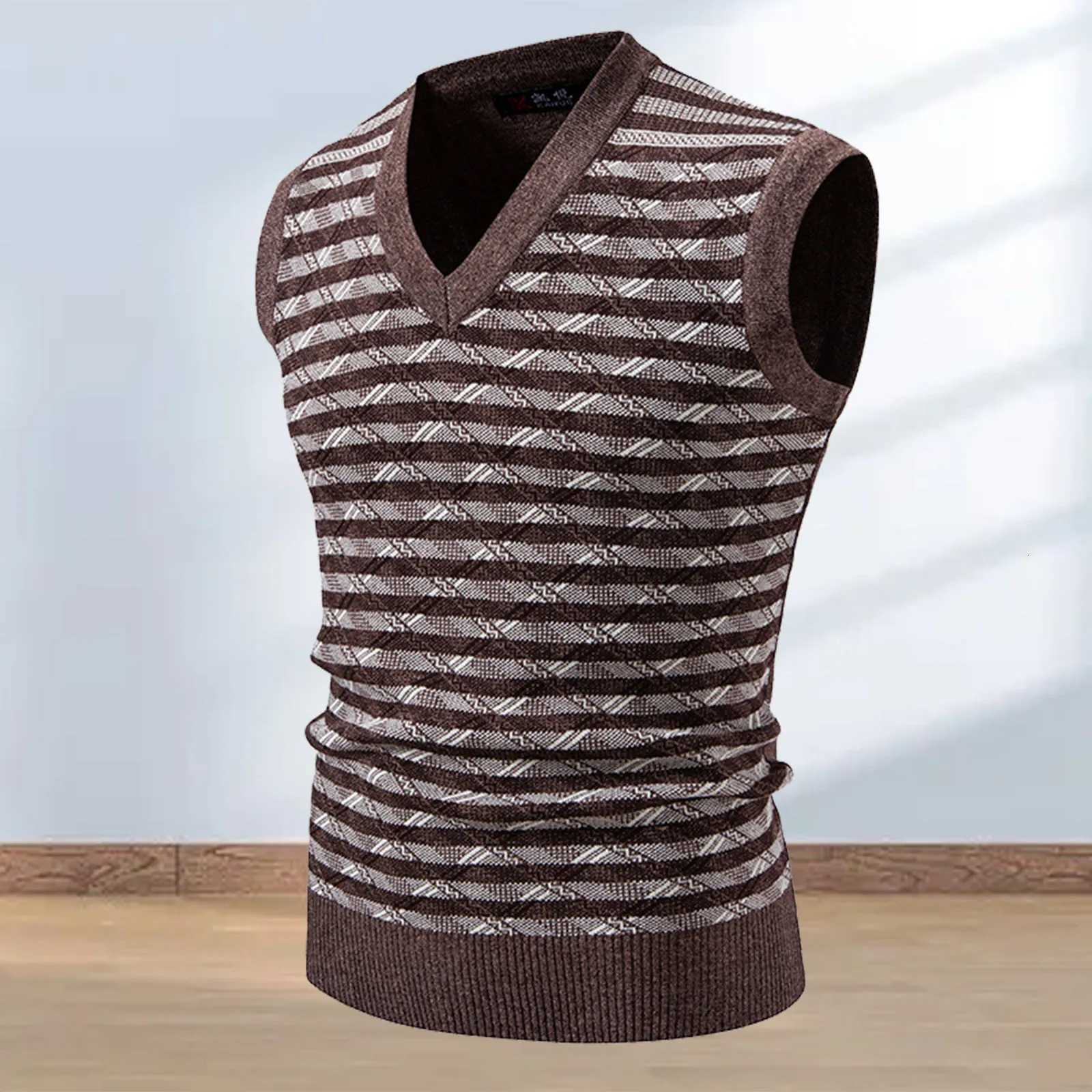 Sleeveless Men's Vests Knitted Men'S Sweater Vests Solid V-Neck For Winter/Autumn Casual Large Size V Neck Vest Business Stylish ClothesW2