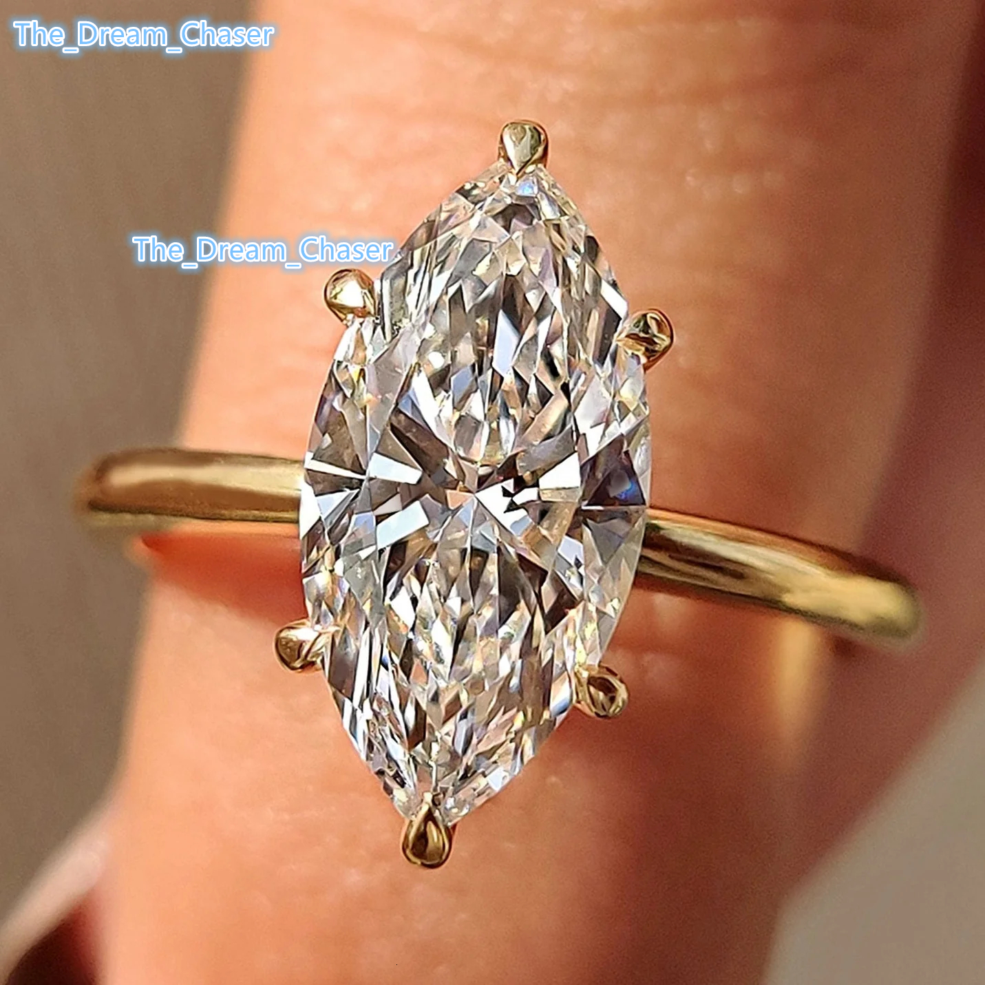 4CT Marquise Iced Out Solitaire Moissanite Diamond Ring moissanite 925 Sterling Silver Engagement Rings GRA Moissanite Jewelry
