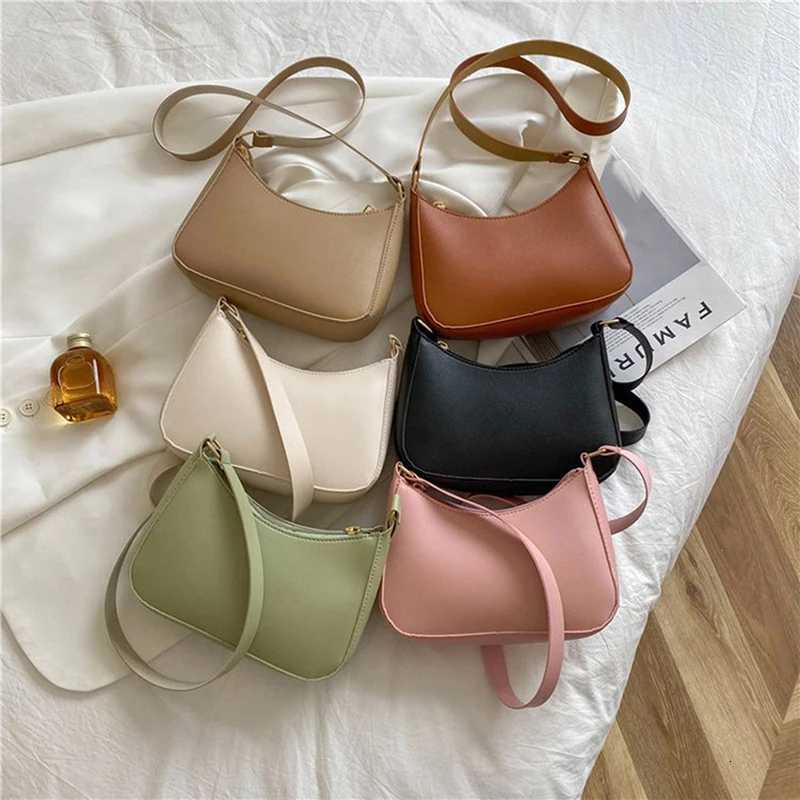 Evening Bags NewWomen's Fashion Handbags Solid Color PU Leather Shoulder Underarm Bag Casual Women Hobos Handbags H261016