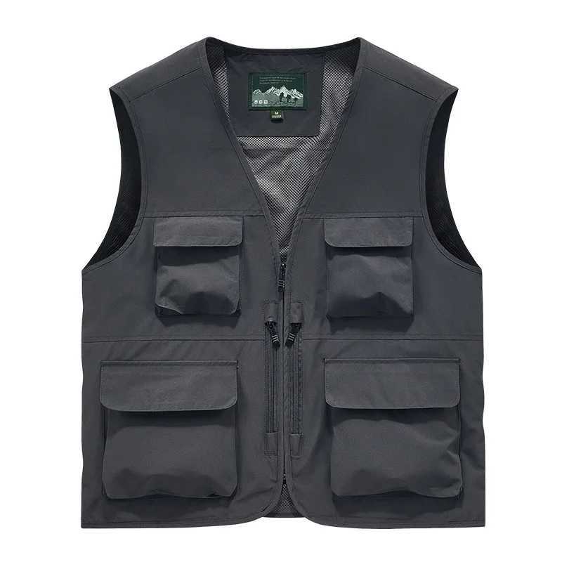 Men Men's Summer Vests New Multi-pockets Fishing Vest Coats Outdoor Waterproof Sleeveless Jackets Men Breathable Quick-drying Waistcoats 6XLW26