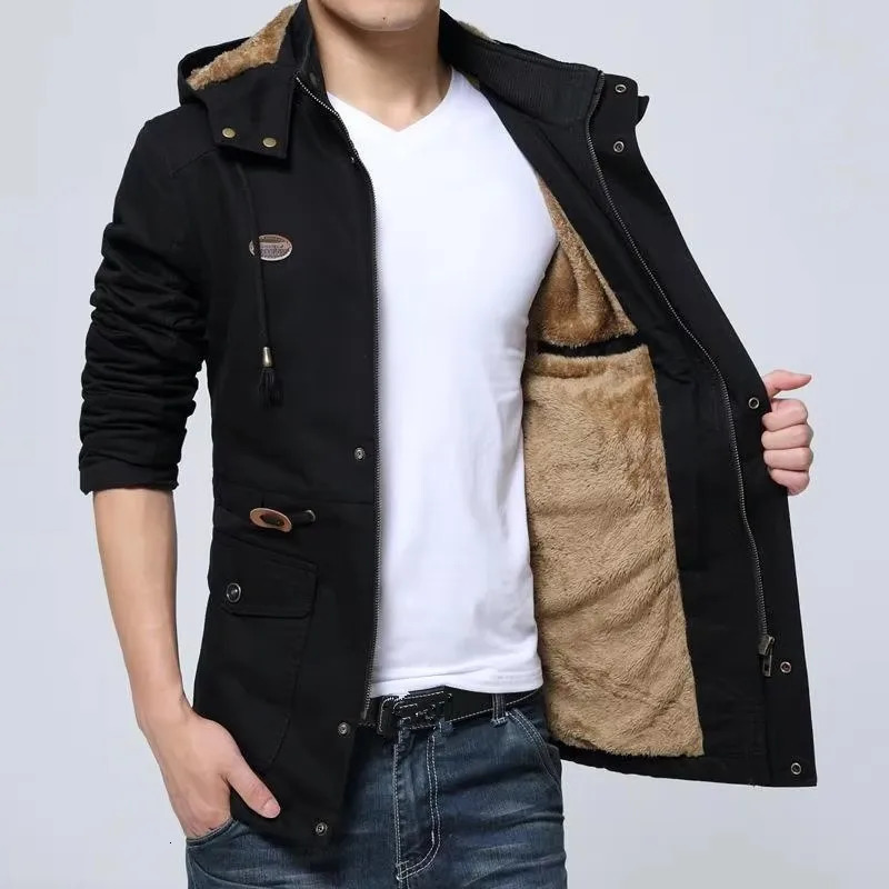Casual Loose Autumn Winter Men Trench Coat Fashion Hooded Windproof Windbreakers Pockets Zipper Men Jackets M-5Xl Streetwear 261015