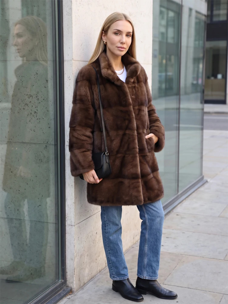 Faux Mink Fur Cropped Jacket For Women Stand Collar Zip Front y Plush Thick Winter Coat Soft Warm Elegant Loose Outer Top 261016