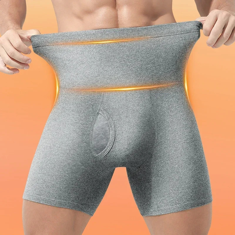 Men's underwear Highwaisted beltcinching fatadding antichafing waistprotecting warm fleece thickened sports briefs 260924