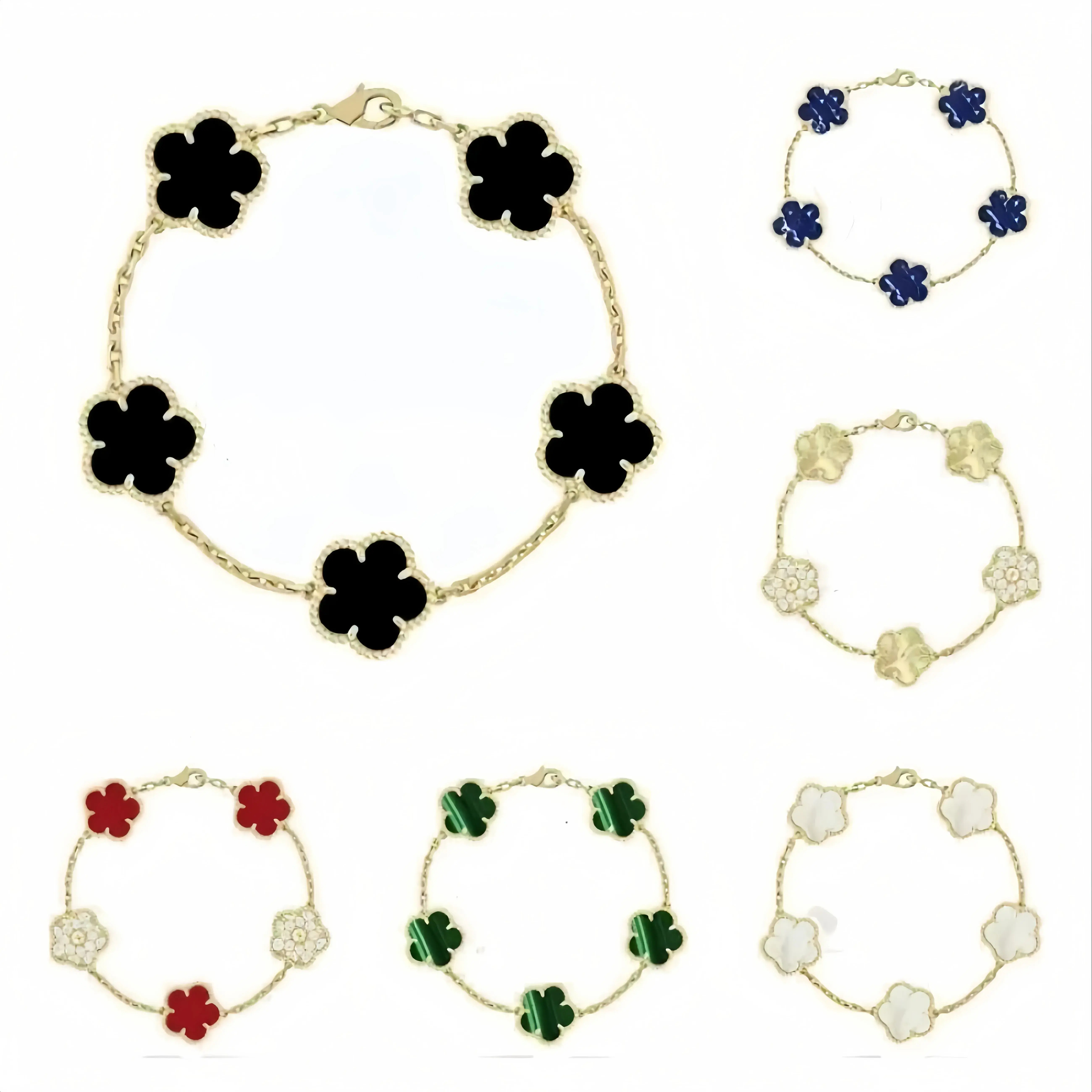 Charm Bracelet Elegant Gold Designer Necklace decorative With Mother Of Pearl Gemstone Clovers Luxury Women's Accessory