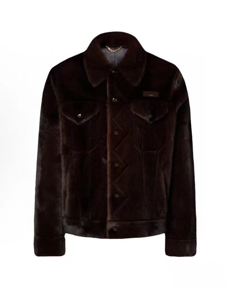 Designer men's mink jacket fur lapel single breasted plush coat women's casual luxury warm coat autumn and winter daily street wear retro