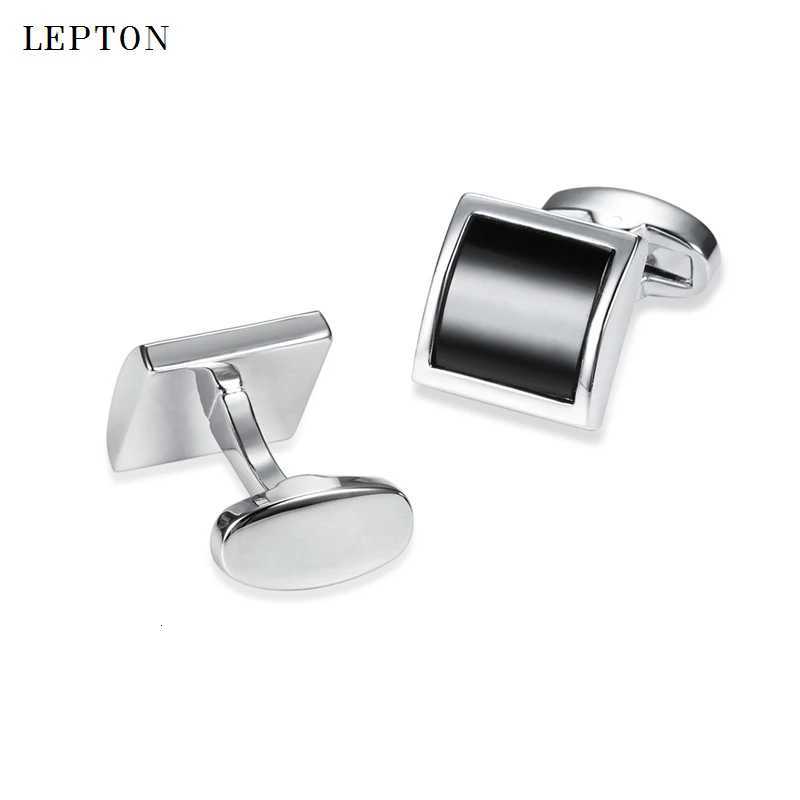 Quality Cuff Links Black High Glass Cufflinks for Mens Lepton Square Glass Cuff links Classical Men Business CuffLink With Gift BoxW261017