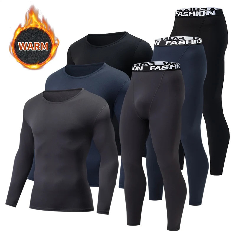 2piece AutumnWinter Men's Fashionable Sports Slim Fit Warm Suit For Teenagers Casual Running And Fitness Round Neck Base Set 261012
