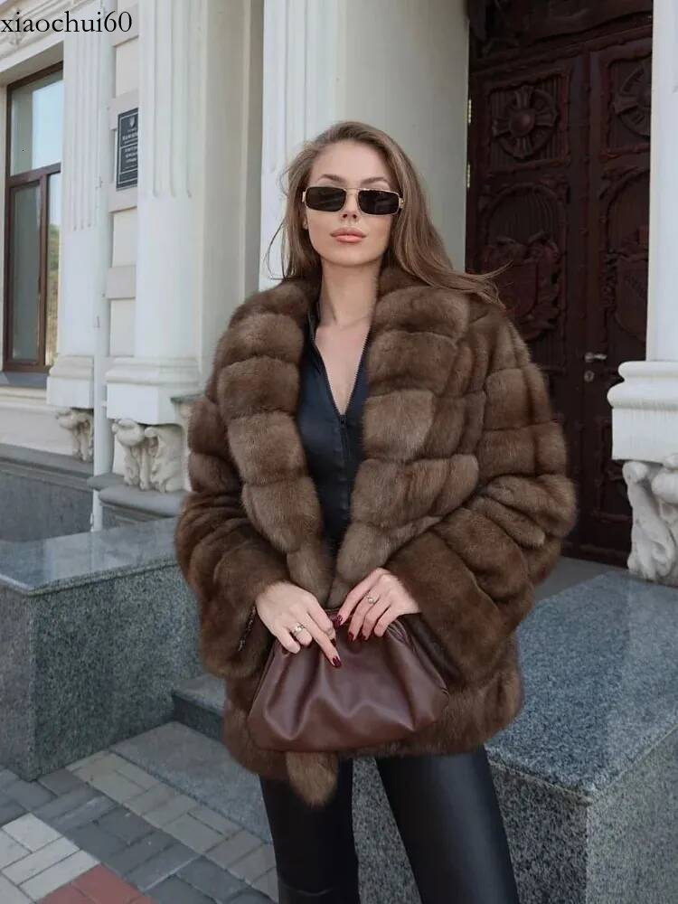 Fashion Patchwork Faux Fur Coat Jacket Women Fluffy Solid Lapel Full Sleeve Loose Coats Lady Winter Daily Street Outwear 251121