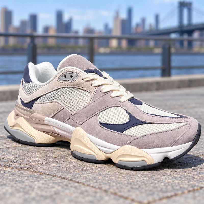 Unisex Retro Athletic Trainers Thick Cushion Non Slip Running Shoes Breathable Mesh Suede Outdoor Casual Walking Sneakers