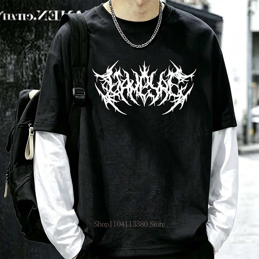 Men Line Y2K Print Graphic Two Long Sleeved T-shirts Fashion Gothic Retro Casual Loose Two Long Sleeved T Shirt 261014