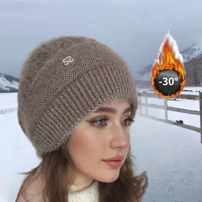 Women Winter Hat Warm Ear Protection Knit Hats Thicken Woolen Double Layer warm Caps Elderly All-Match Cold Windproof Hats261016