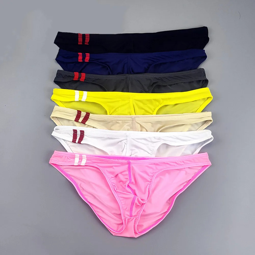 Ice Silk Briefs with Crotch for Men Ultrathin Seamless Panties Summer Translucent Sexy Quickdrying Plus Size Underwear 260924