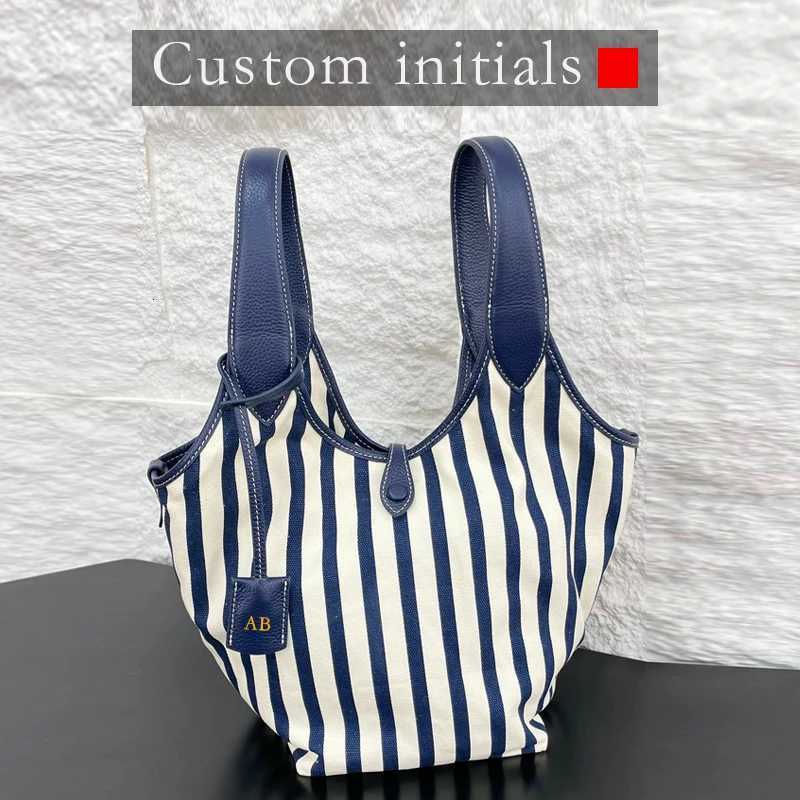 Evening Bags Casual Canvas Bucket Bags For Women Designer Handbag And Purses 2025 New In PU Button With Inner Pocket Underarm Shoulder H261016