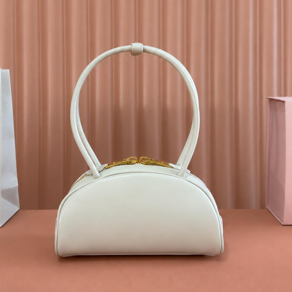 Half Moon Top Handle Bag Calfskin Leather Rounded Shape Zipper Closure Elegant for Shopping Top-Tier Designer New Arrival
