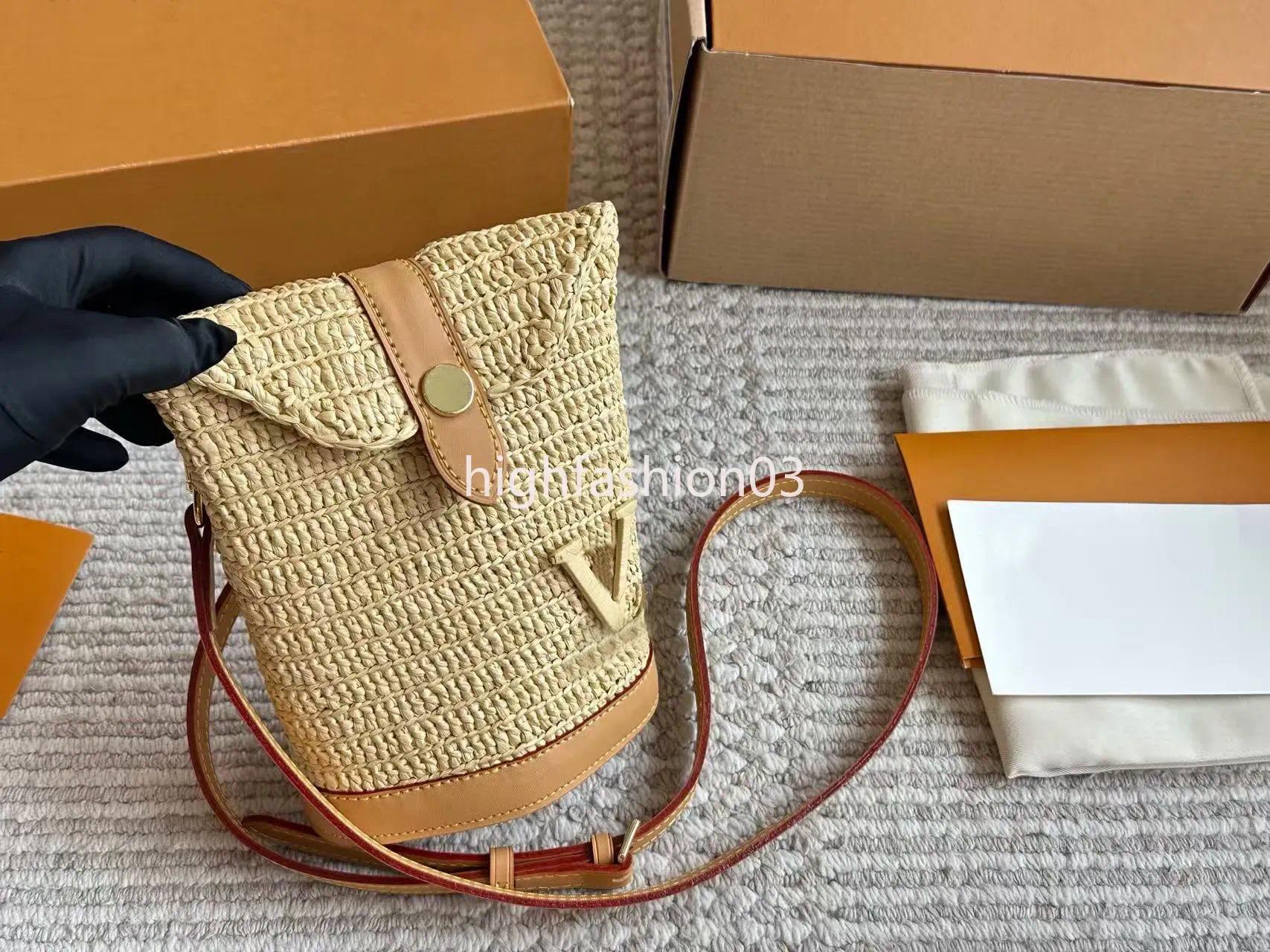 Summer Straw Bag Designer Shoulder Bag Luxury Bucket Bag Women Clutch Bag Holiday Beach Bag Fashion Crossbody Bags Lady Daily Shopping Bags High Qua