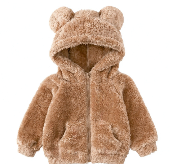 New Autumn Winter Korean Style Kids Fleece Lined Thick Jacket, Embroidered Warm Children Outerwear, Casual Long Sleeve Coat for Baby Boys Girls Dail