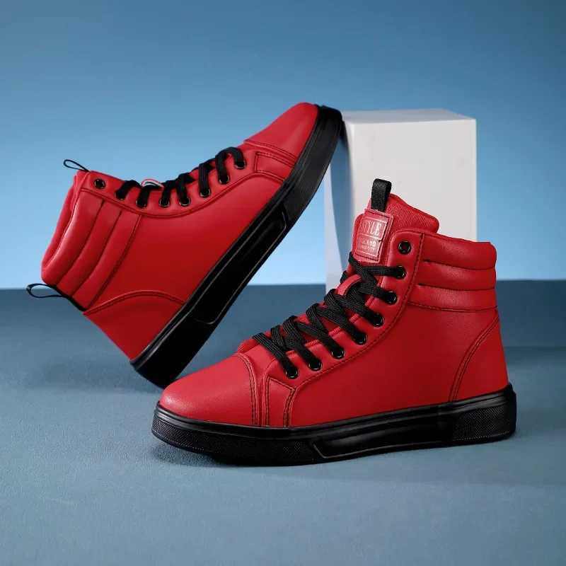 Casual Shoes 2026 Spring Fashion Red Men's Sneakers High Top Skateboarding Shoes for Men Women Comfortable Unisex Leather Sneakers Size 35-46 H