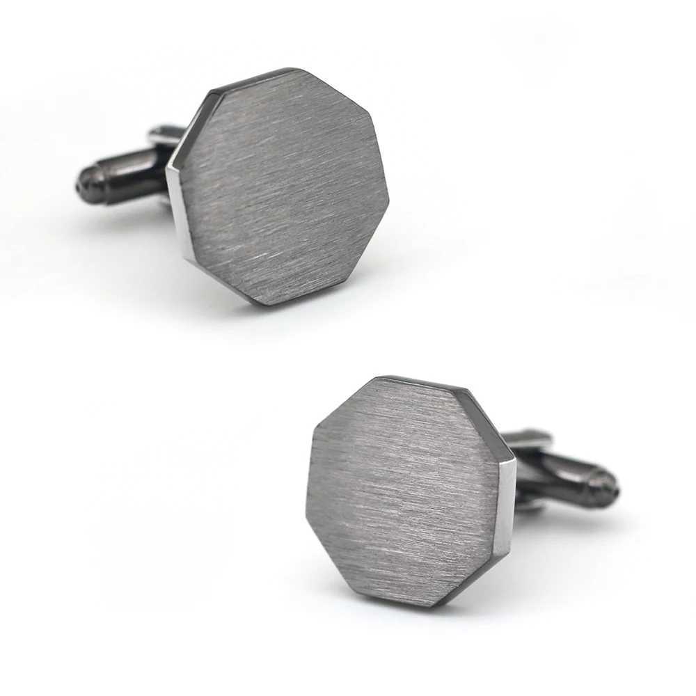 Engravable Cuff Links iGame Men's Cuff Links Metal Wire Drawing Octagon Design 3 Colors Option Classic Cufflinks RetailW261017