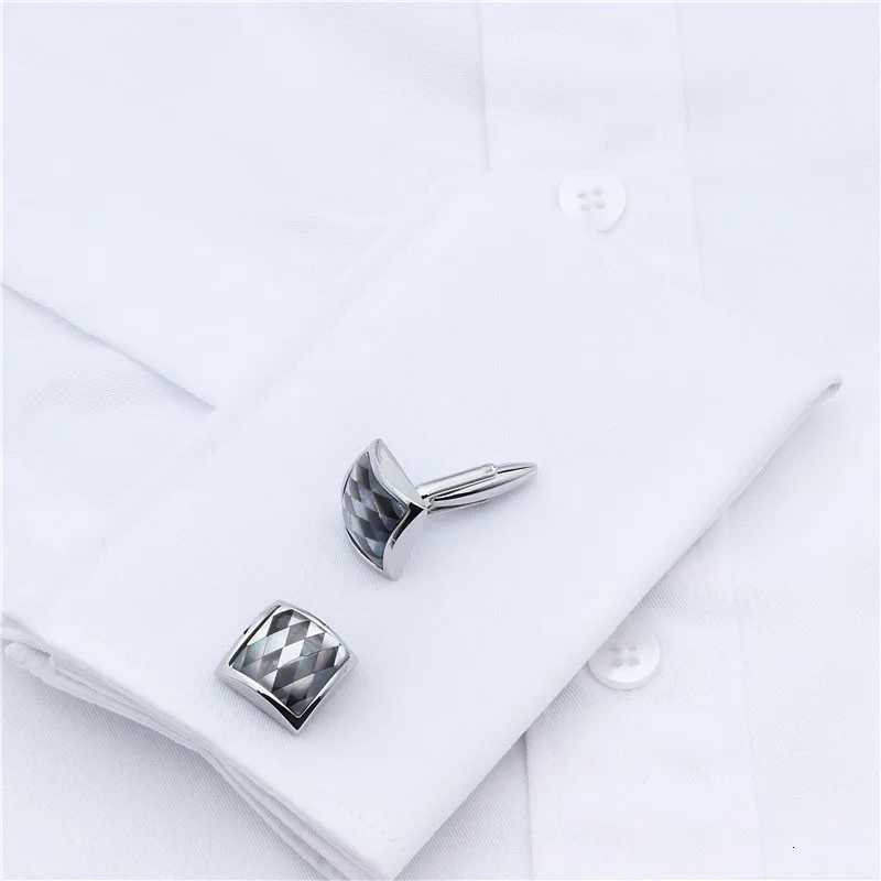 Mother Square Cuff of Links Pearl Cufflinks for Men Brass Checkered Shell Inlay 16*16mm Business Wedding Shirt Cuff Links with Gift BoxW261017