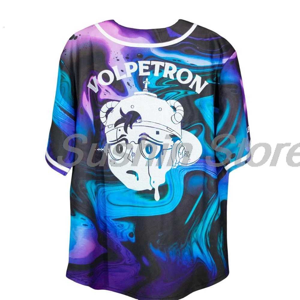 T-Shirts Ray Volpe Volpetron Men's Face Melt Baseball Jacket Shirts V-Neck Short Sleeve Streetwear Tee Women Men Fashion TopsW261017